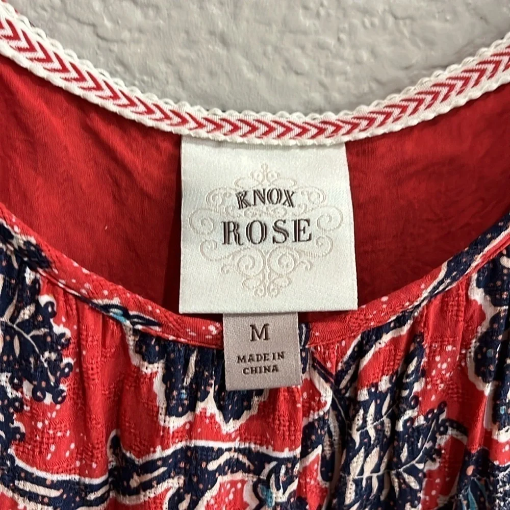 Knox Rose Red Floral Dress Sz M Cruise wear, nautical, tropical, bright TC0627